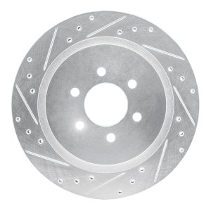 Dodge Viper Brake Rotor (1) - Rear Left - R1 Concepts - Drilled & Slotted - Silver - `92-`02